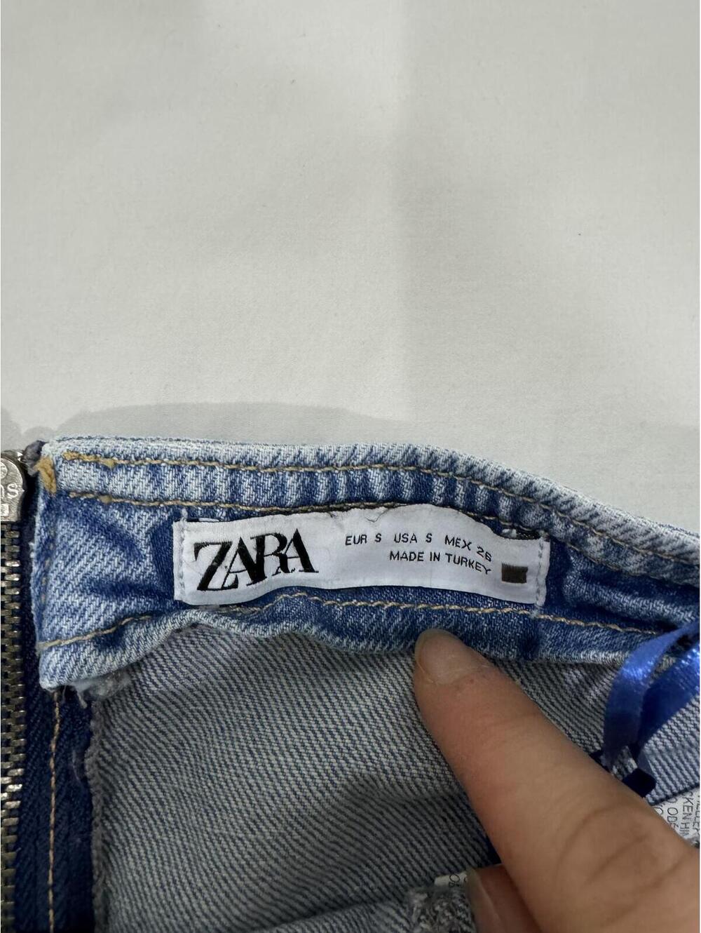 ZARA Denim Corset Tube Top Medium Wash Strapless Jean Crop Top Small - Picture 6 of 8